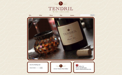 Tedndril Winery Website Design